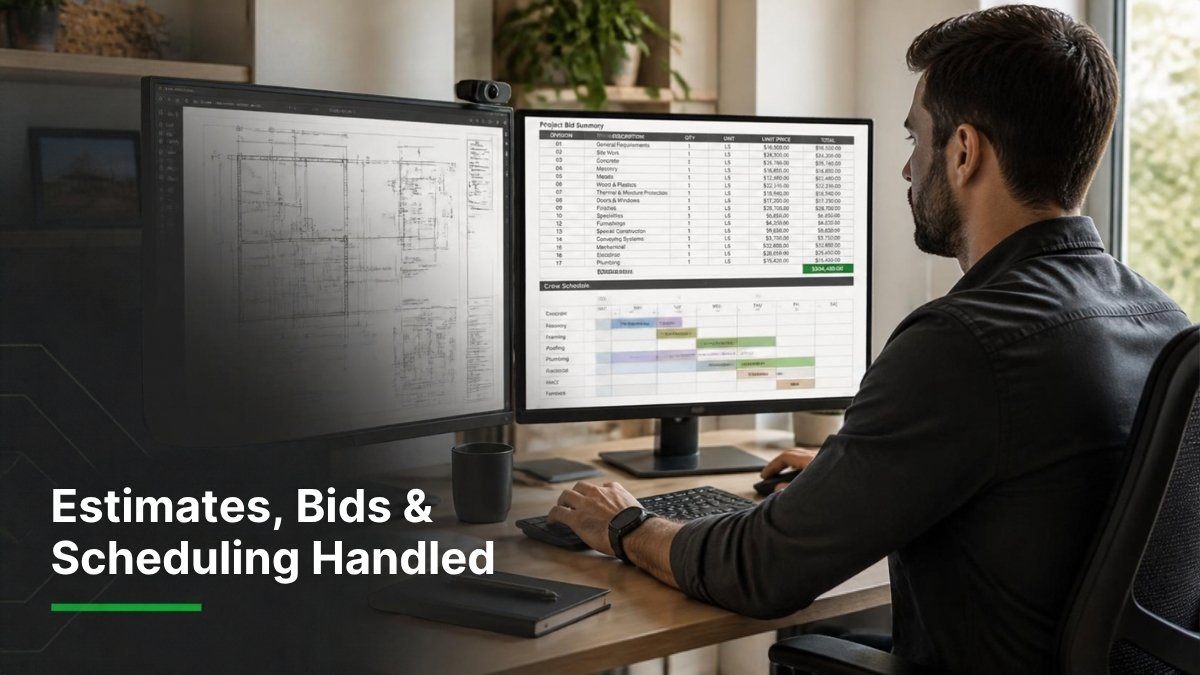 Virtual assistant for contractors handling estimating, bid tracking and crew scheduling