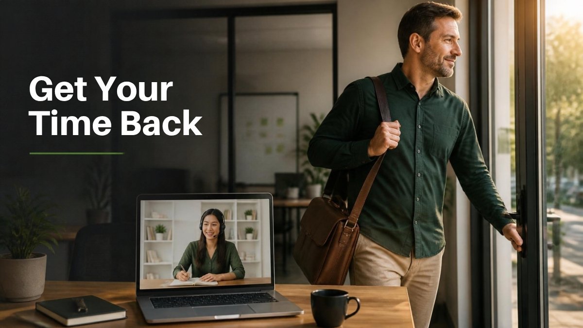 dedicated virtual assistant saves business owner time Dedicated virtual assistant handling tasks so a small business owner gets their time back