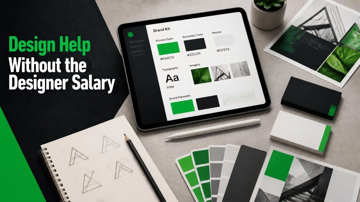 Brand kit, logo and marketing materials designed by a graphic design VA for a small business