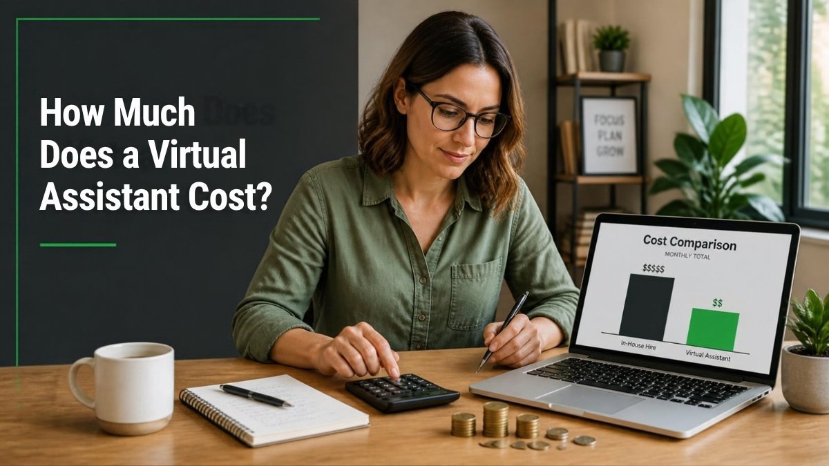 Business owner comparing how much a virtual assistant costs versus an in-house hire