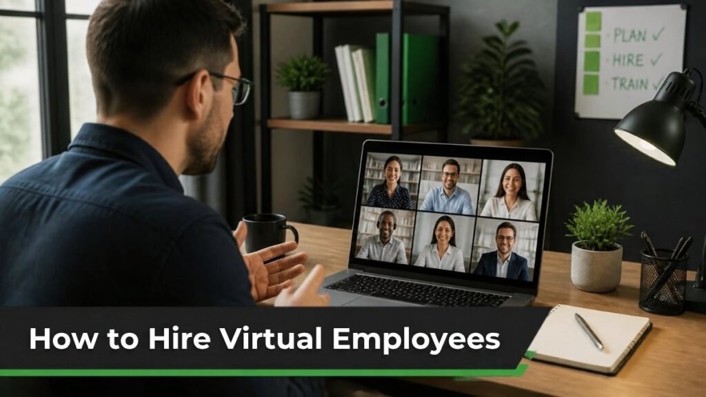 Small business owner on a video call interviewing virtual employees to hire