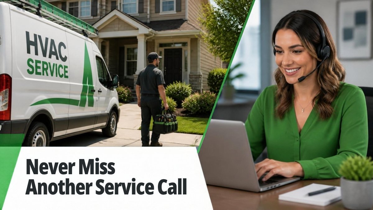 HVAC virtual assistant answering service calls while a technician heads to a job