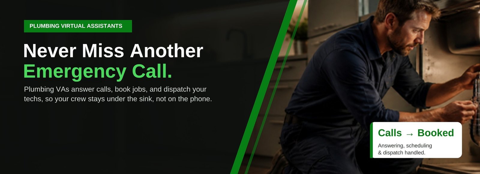 Never miss another emergency call. Plumbing virtual assistants answer calls, book jobs and dispatch techs.