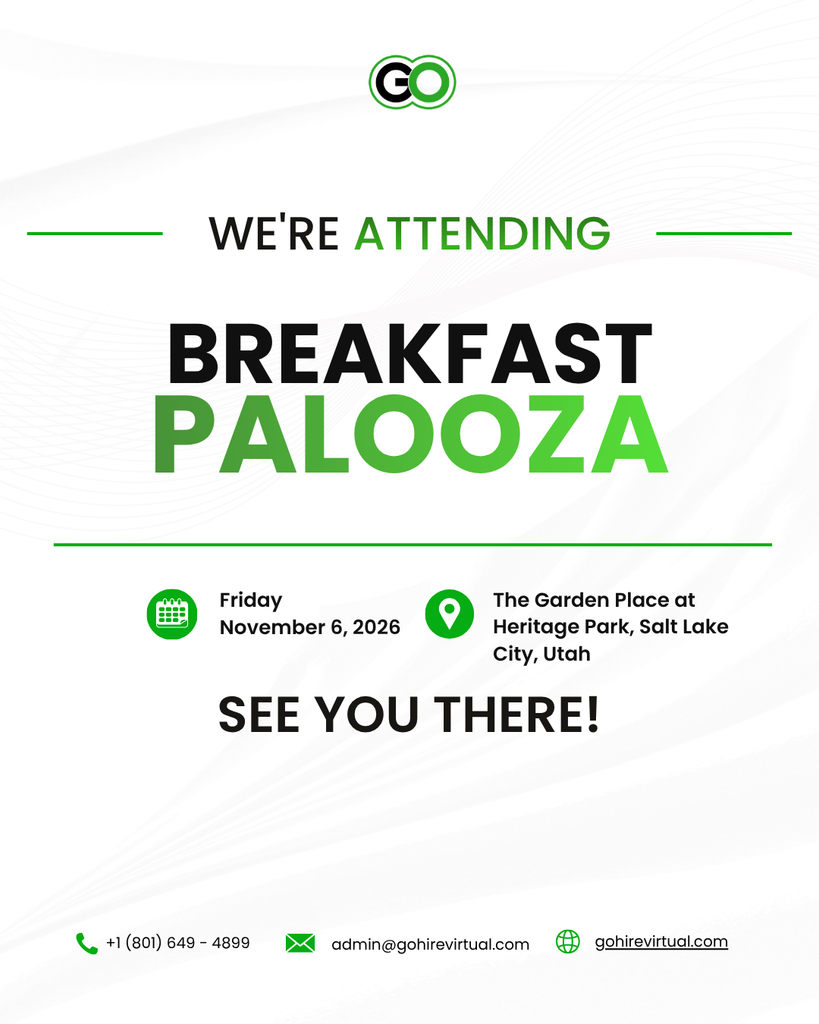 gohirevirtualbreakfastpaloozasaltlakecity Poster for Breakfast Palooza: Friday, Nov 6, 2026 at The Garden Place, Heritage Park, Salt Lake City, Utah.