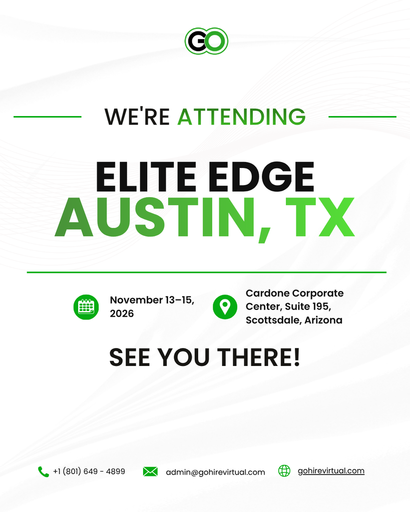 Event poster: We're attending Elite Edge in Austin, TX, November 13–15, 2026; Cardone Corporate Center, Suite 195, Scottsdale, Arizona. See you there!